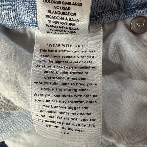 Good American SZ 4/27 Good Legs Cigarette Raw Hem Jeans Mid-Rise Light Wash Blue - Picture 10 of 10